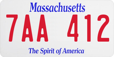 MA license plate 7AA412