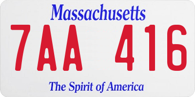MA license plate 7AA416