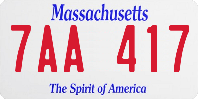 MA license plate 7AA417