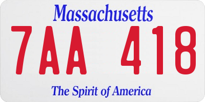 MA license plate 7AA418