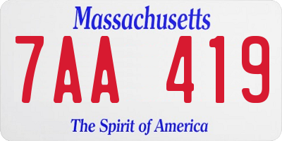 MA license plate 7AA419