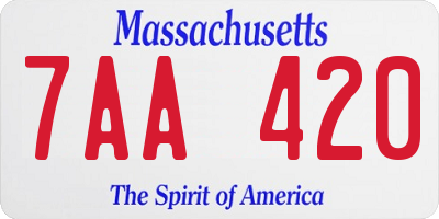 MA license plate 7AA420