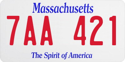 MA license plate 7AA421