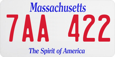 MA license plate 7AA422