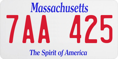 MA license plate 7AA425