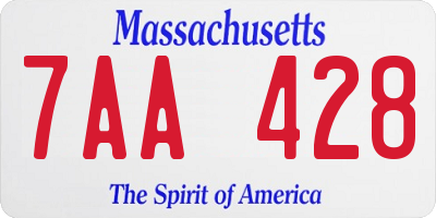 MA license plate 7AA428