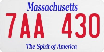 MA license plate 7AA430