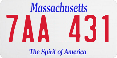 MA license plate 7AA431