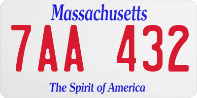 MA license plate 7AA432