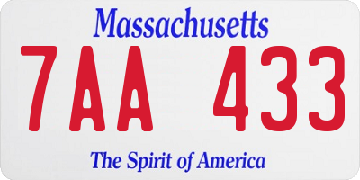 MA license plate 7AA433