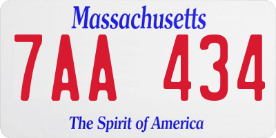 MA license plate 7AA434