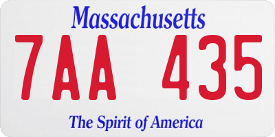 MA license plate 7AA435