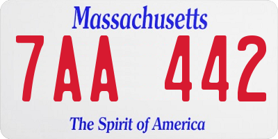 MA license plate 7AA442