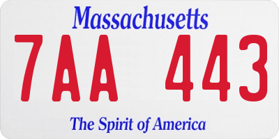 MA license plate 7AA443