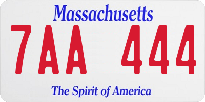 MA license plate 7AA444