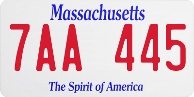 MA license plate 7AA445