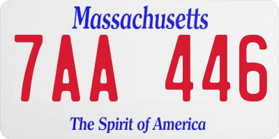 MA license plate 7AA446