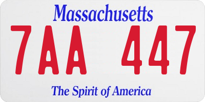 MA license plate 7AA447
