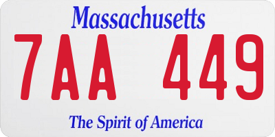 MA license plate 7AA449
