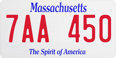 MA license plate 7AA450