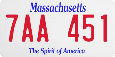 MA license plate 7AA451