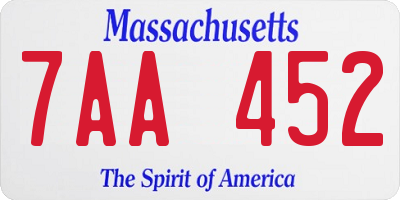 MA license plate 7AA452