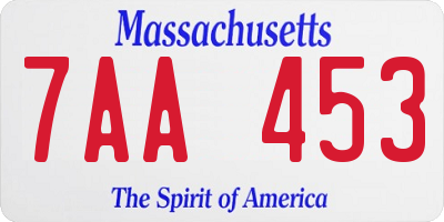 MA license plate 7AA453
