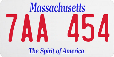 MA license plate 7AA454