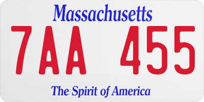 MA license plate 7AA455