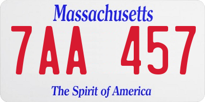 MA license plate 7AA457