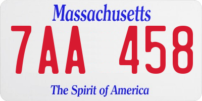 MA license plate 7AA458