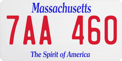 MA license plate 7AA460