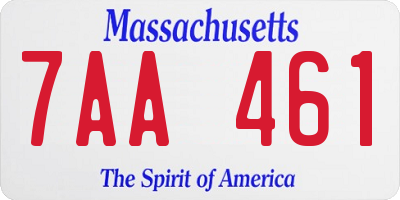 MA license plate 7AA461