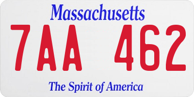 MA license plate 7AA462