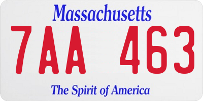 MA license plate 7AA463