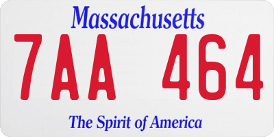 MA license plate 7AA464