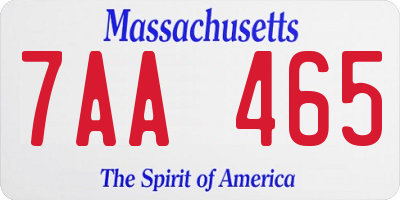 MA license plate 7AA465