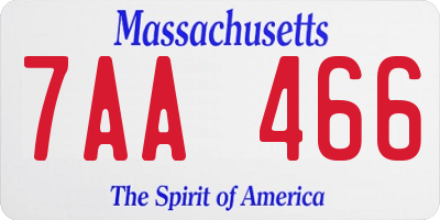 MA license plate 7AA466