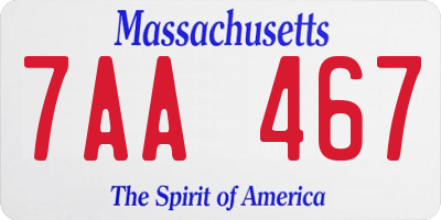 MA license plate 7AA467