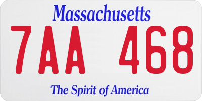 MA license plate 7AA468