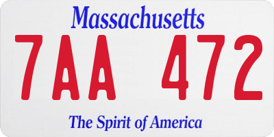MA license plate 7AA472