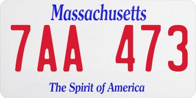 MA license plate 7AA473