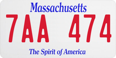 MA license plate 7AA474