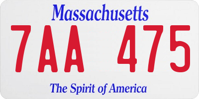 MA license plate 7AA475
