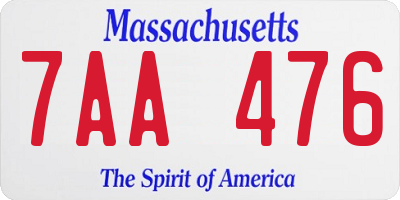 MA license plate 7AA476