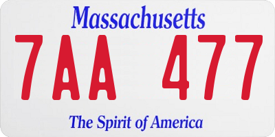 MA license plate 7AA477
