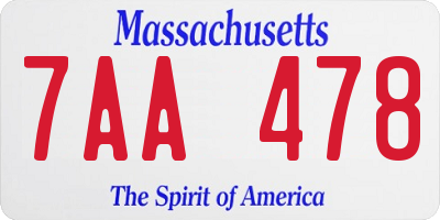 MA license plate 7AA478