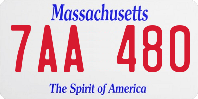 MA license plate 7AA480