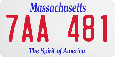 MA license plate 7AA481