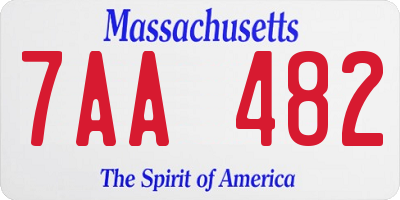 MA license plate 7AA482